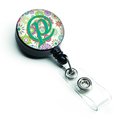 Carolines Treasures Letter P Flowers Pink and Teal Green Initial Retractable Badge Reel CJ2011-PBR